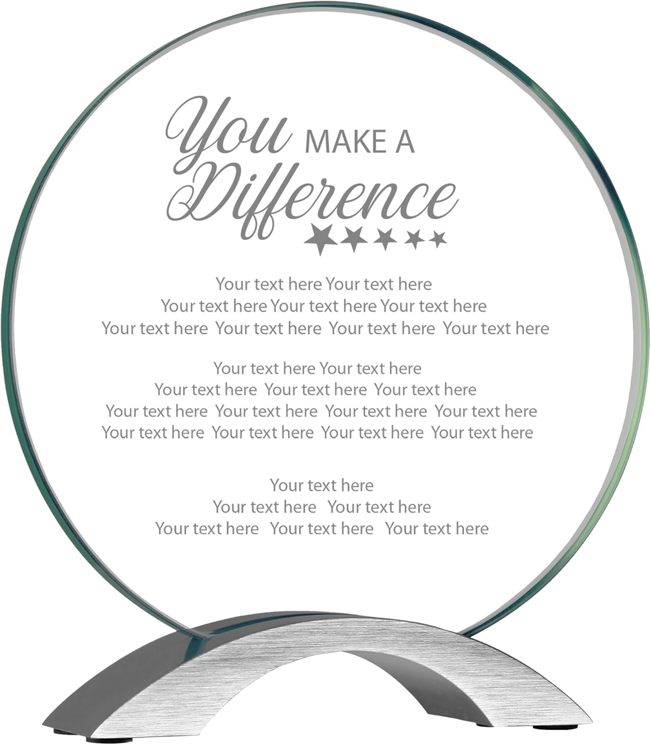 7 1/4" Round Cosmic Glass You Make a Difference Award, Custom Engraved Glass Award Plaque for Service Recognition, Appreciation