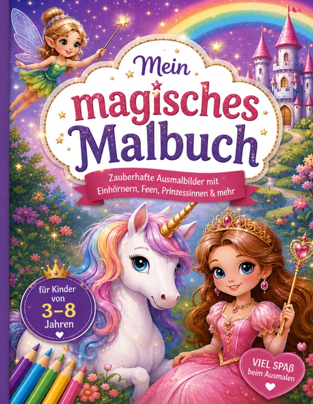 Mein magisches Malbuch: Zauberhafte Ausmalbilder mit Einhörnern, Feen, Prinzessinnen & mehr – für Kinder von 3–8 Jahren