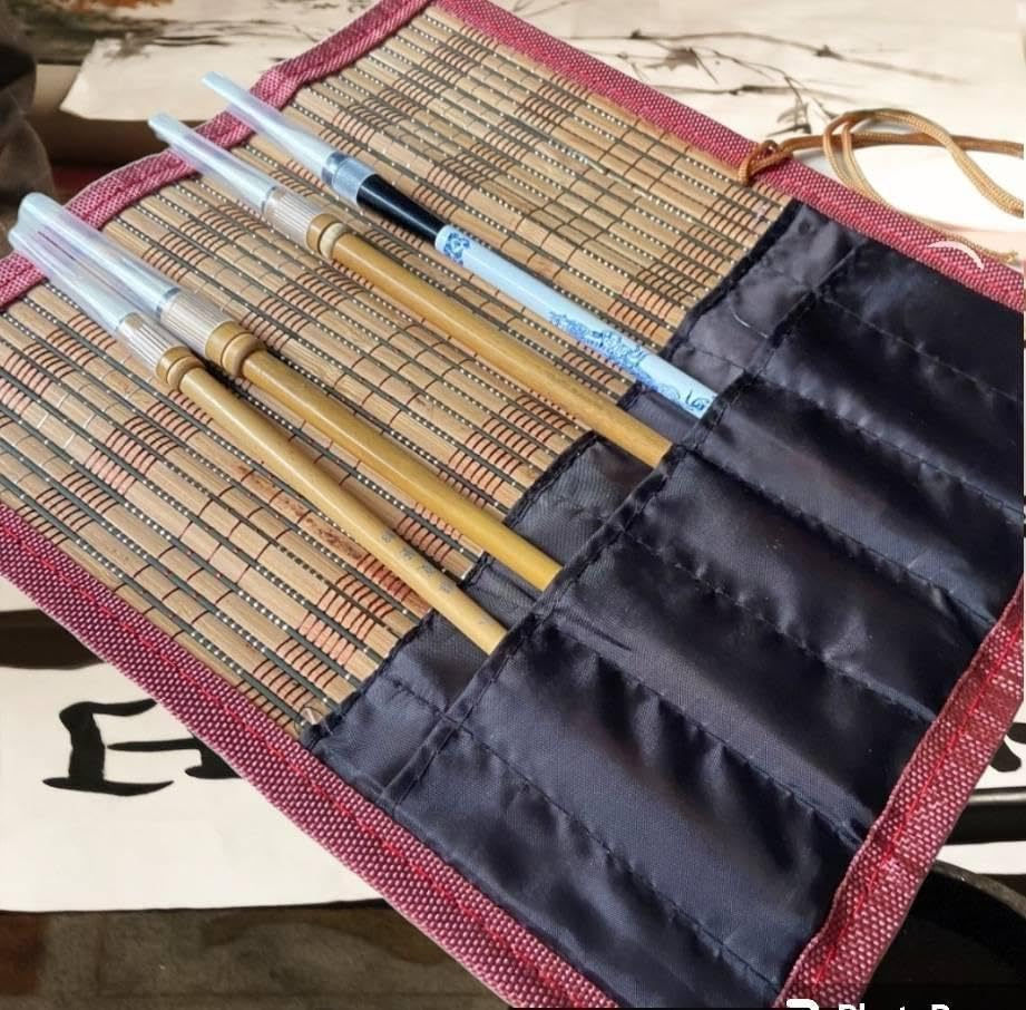 Amazon.co.jp: 626 筆入れ 竹製 習字 筆ケース 筆巻き 水彩画 カビ