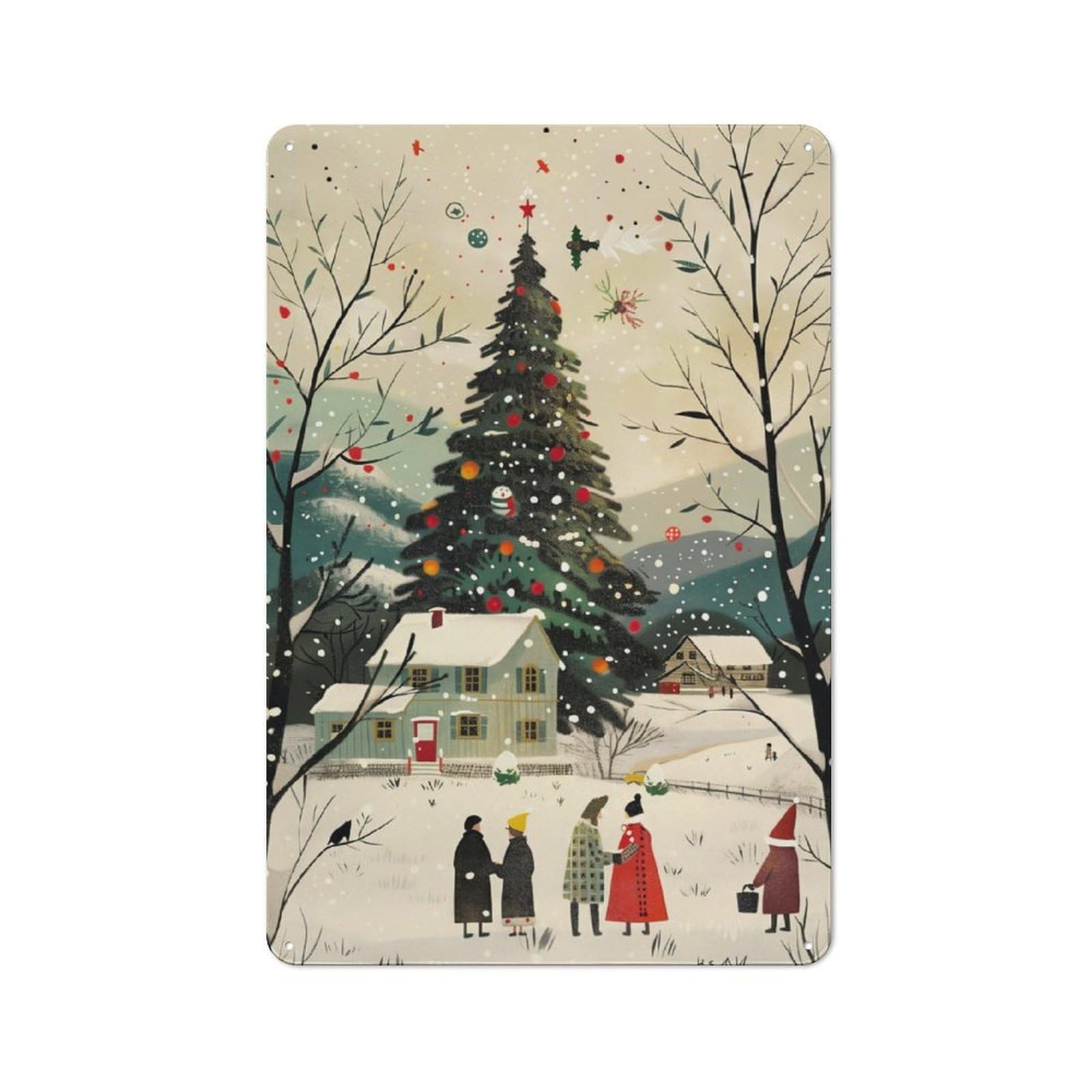 Junmoney Christmas03 Metal Sign 30X20cm With For Hallway Wall, Vintage Decor, For Garage, Workshop And Man Cave Decoration