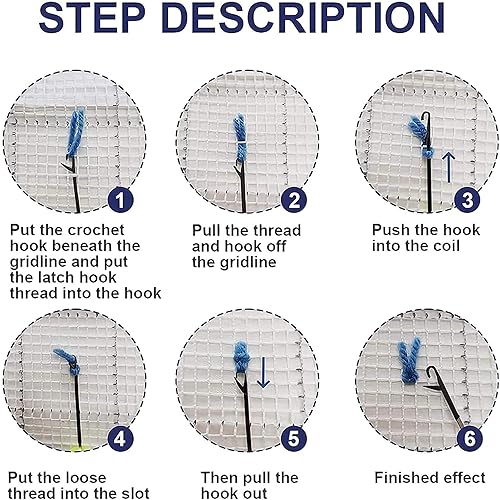 Miniatura 19 de ZFFLYH Kit de alfombras de gancho para manualidades, alfombra de ganchillo sin terminar, alfombra de hilo para niños/adultos con patrón de lienzo