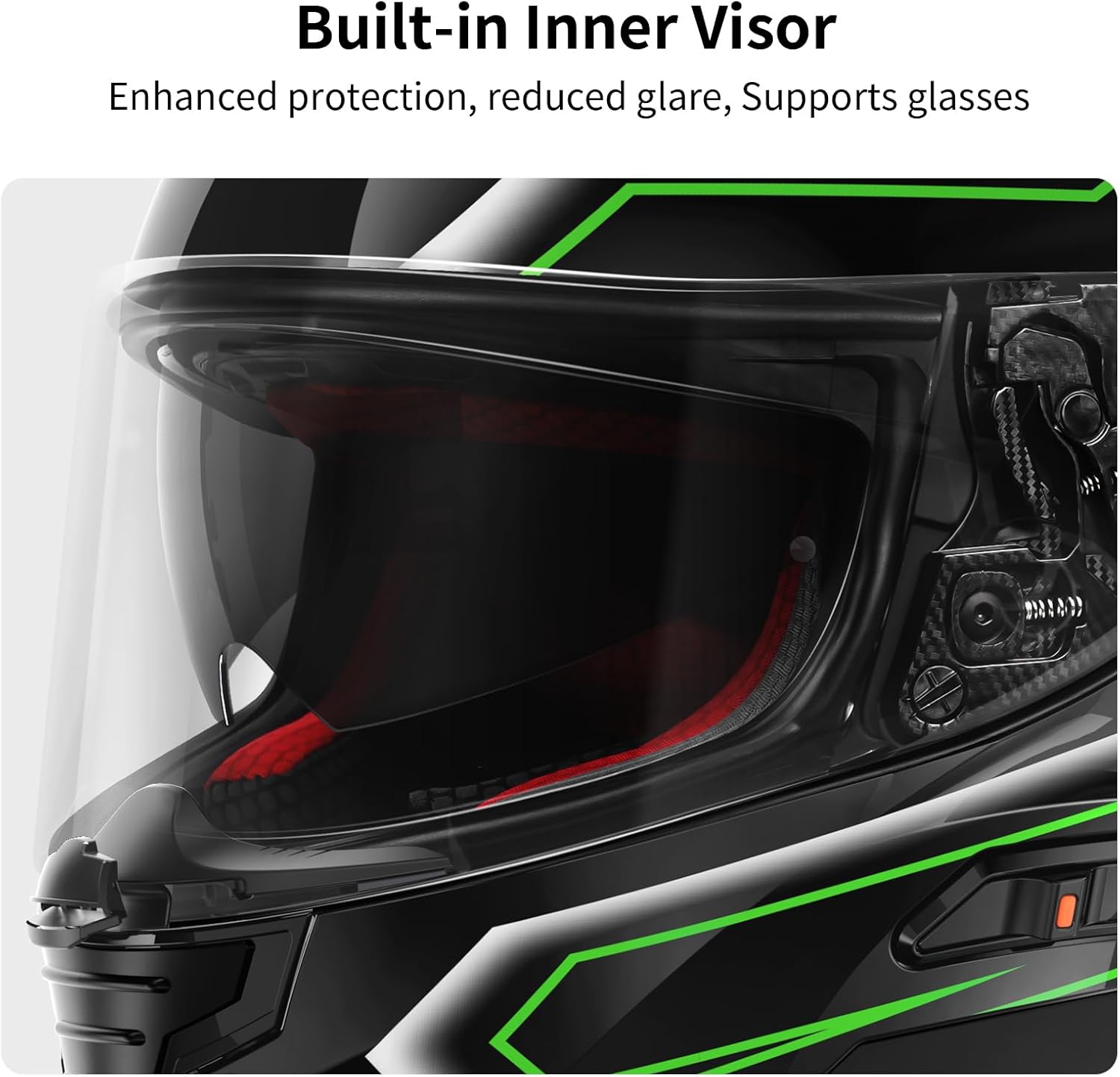 Fodsports FS90 Full Face Motorcycle Helmet with LED Rear Light, Dual Visor Motorbike Street Bike Integrated Helmet for Adult Men Women DOT FMVSS-218 Approved