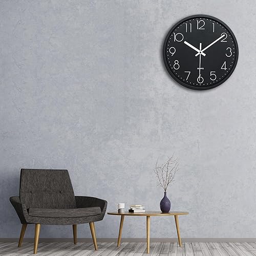 Miniatura 6 de Plumeet Reloj de pared para dormitorio, de 12 pulgadas, funciona con pilas, reloj de cuarzo silencioso para decorar la cocina y la sala de estar,