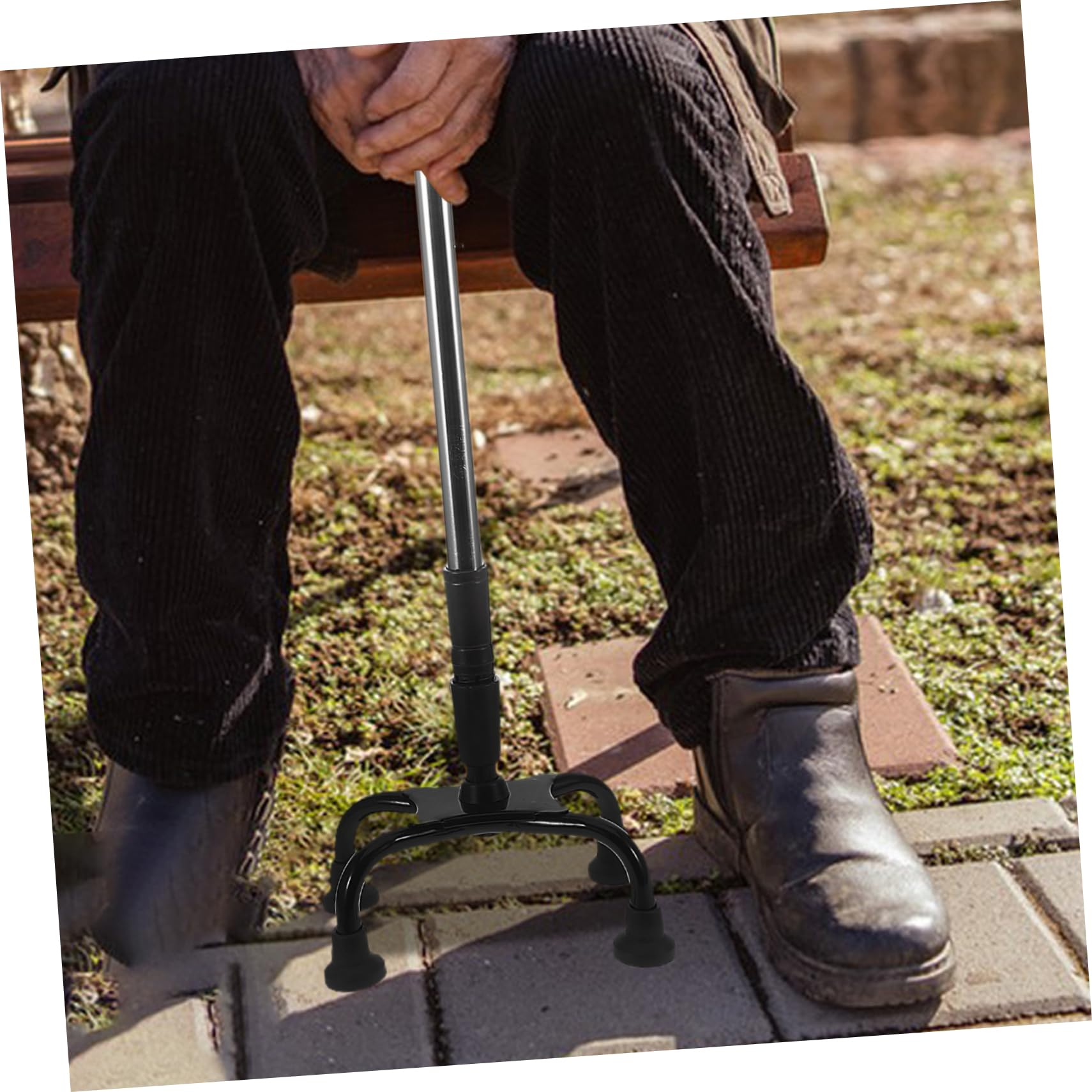 Bastón De Cuatro Patas Plegable para Personas Mayores, Acero Inoxidable, Mango Antideslizante, Soporte Estable, Ajustable Altura, Bastón Portátil Ligero para Viajes y Uso Diario