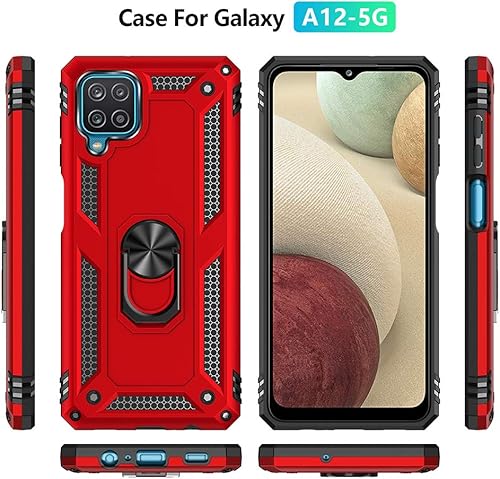 Miniatura 5 de Funda para Samsung Galaxy A12, Samsung A12 con protector de pantalla HD, grado militar de 16 pies probada en caídas, anillo protector a prueba de