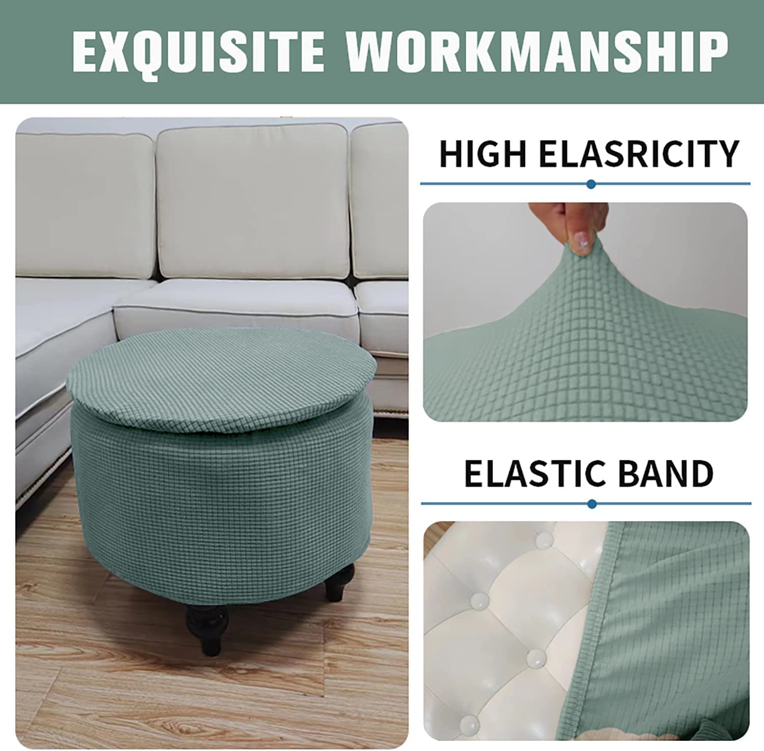 Extensible Housse De Pouf Ottomane 40x40/45x45cm Rond/Carrée Jacquard Housse De Protection Pour Repose-Pieds Amovibles Lavable Housse Tabouret Housse De Pouf (Color : A32, Size : 50x50cm/19.6x19.6