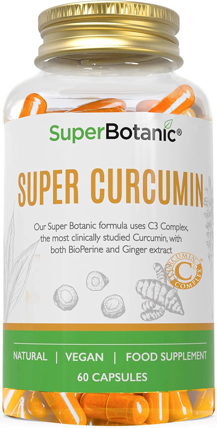 Super Botanic Curcumin Capsules 500mg 60 Vegan Capsules Curcumin C3 Complex with Bioperine