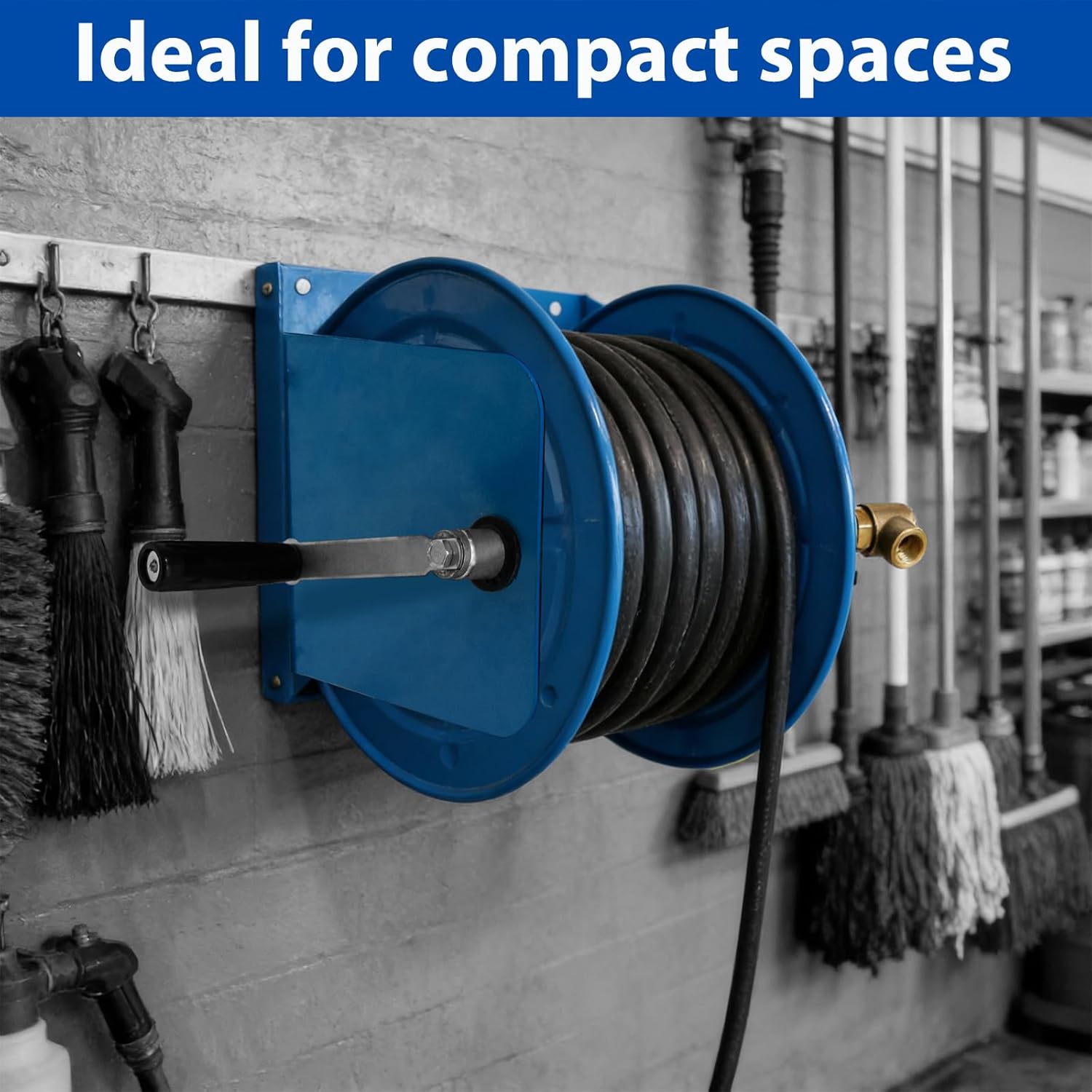 4500 PSI Pressure Washer Hose Reel & Dual Hose Kit: 100ft 3/8" & 200ft 1/4" Manual Heavy Duty Reel with M22 Fitting for Wall/Trailer Mount