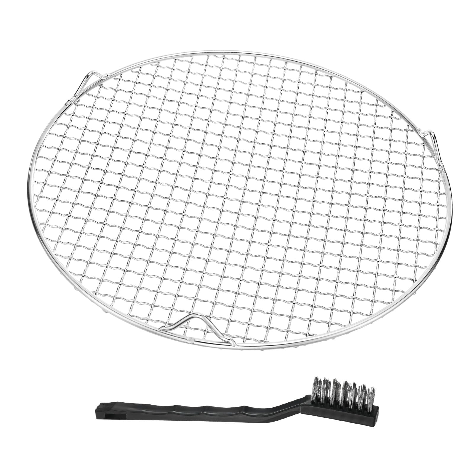 M METERXITY 1 Pack Wire Cooling Racks for Baking with Legs, Round Stainless Steel Cooling Racks for Cooking Baking Steaming BBQ, Dishwasher Safe [12.2'' x 2.6'', Free Cleaning Brush]