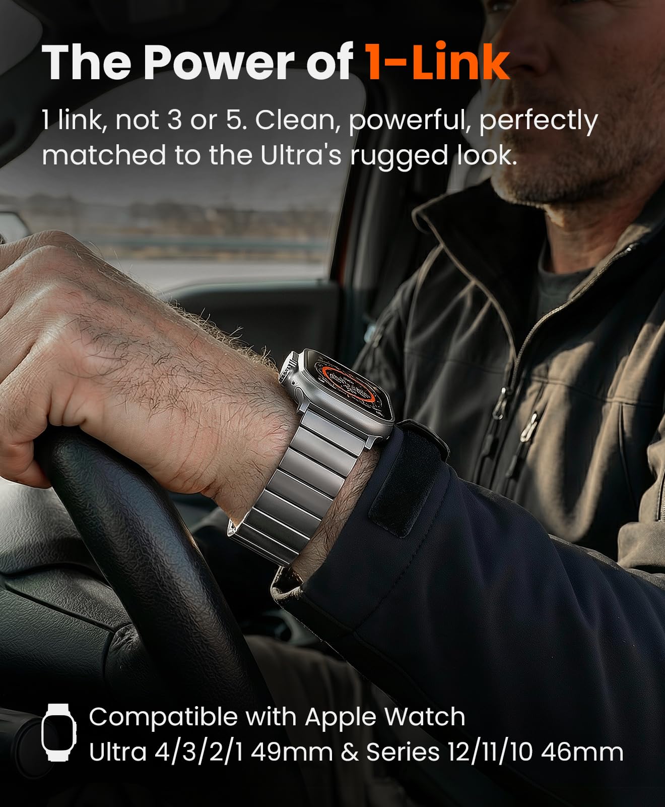 Grad 5 Titan Armband für Apple Watch Ultra 4/3/2/1 49 mm & Series 12/11/10 46 mm – Verstellbares Ultra Armband mit Magnetverschluss, DLC-beschichtet, kratzfest, 24 mm Breite,CRNS02