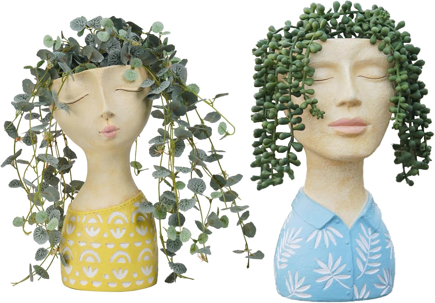 DiliComing Face Planter-Pots for Indoor Plants Cute Plant Pots Head Planter