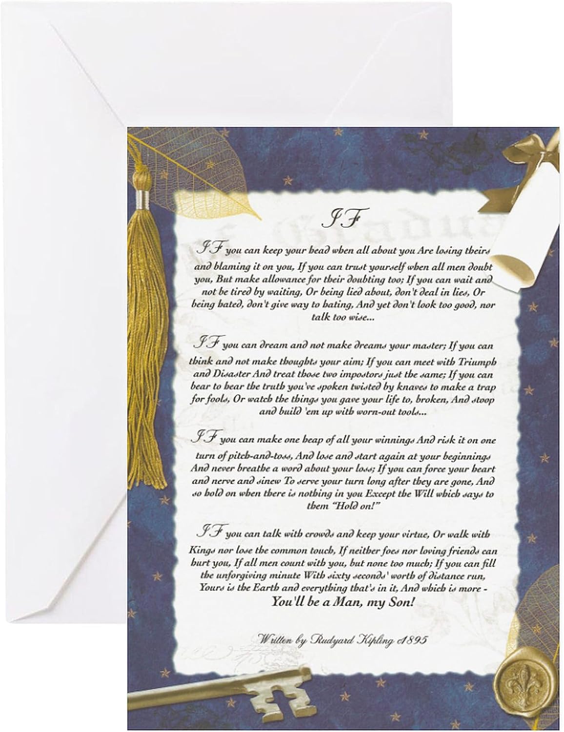 CafePress Graduation Key To The Future IF By Rudyard Kipling Folded Greeting Cards (10-pack) Matte