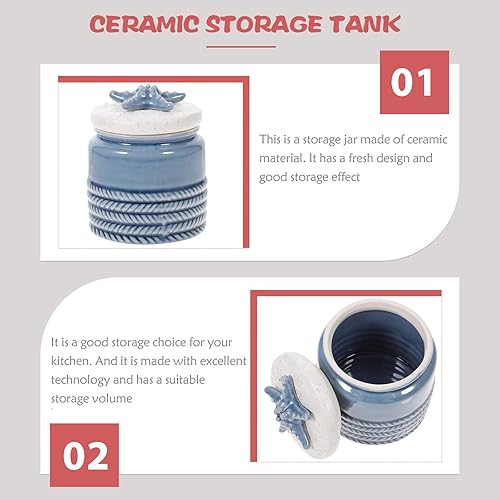 Miniatura 8 de Zerodeko Recipiente de cerámica para té náutico con tapa, soporte para té suelto, tema de playa, recipientes de almacenamiento para té, café, azúcar