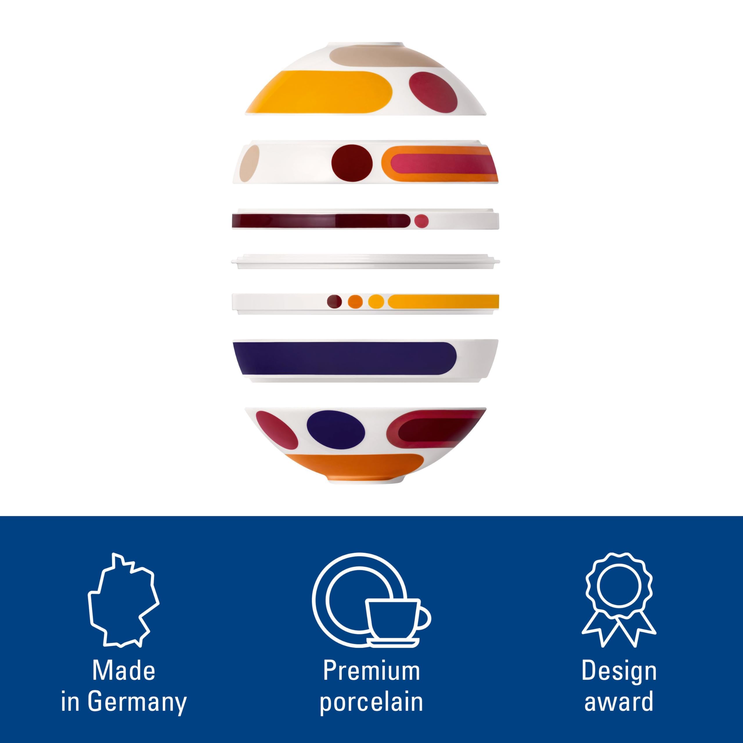 Villeroy & Boch - La Boule miami, komplet naczyń z porcelany, 7-częściowy komplet naczyń dla dwóch osób, porcelana Premium, można myć w zmywarce, można używać w kuchence mikrofalowej, wielokolorowy