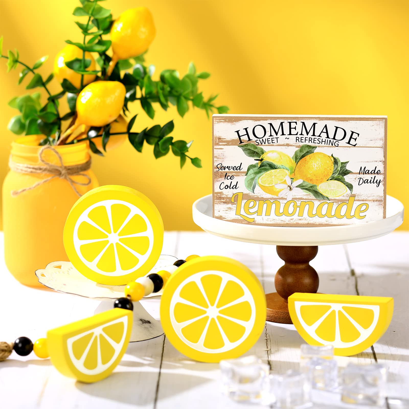 置物 remon Jetec 5 Pcs Lemon Tiered Tray Decor Sign Summer Table