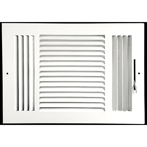 12"x 8" (Duct Opening Size) 3-Way Stamped Face Steel Ceiling/sidewall Air Supply Register - Vent Cover - Actual Outside Dimension 13.75" X 9.75"