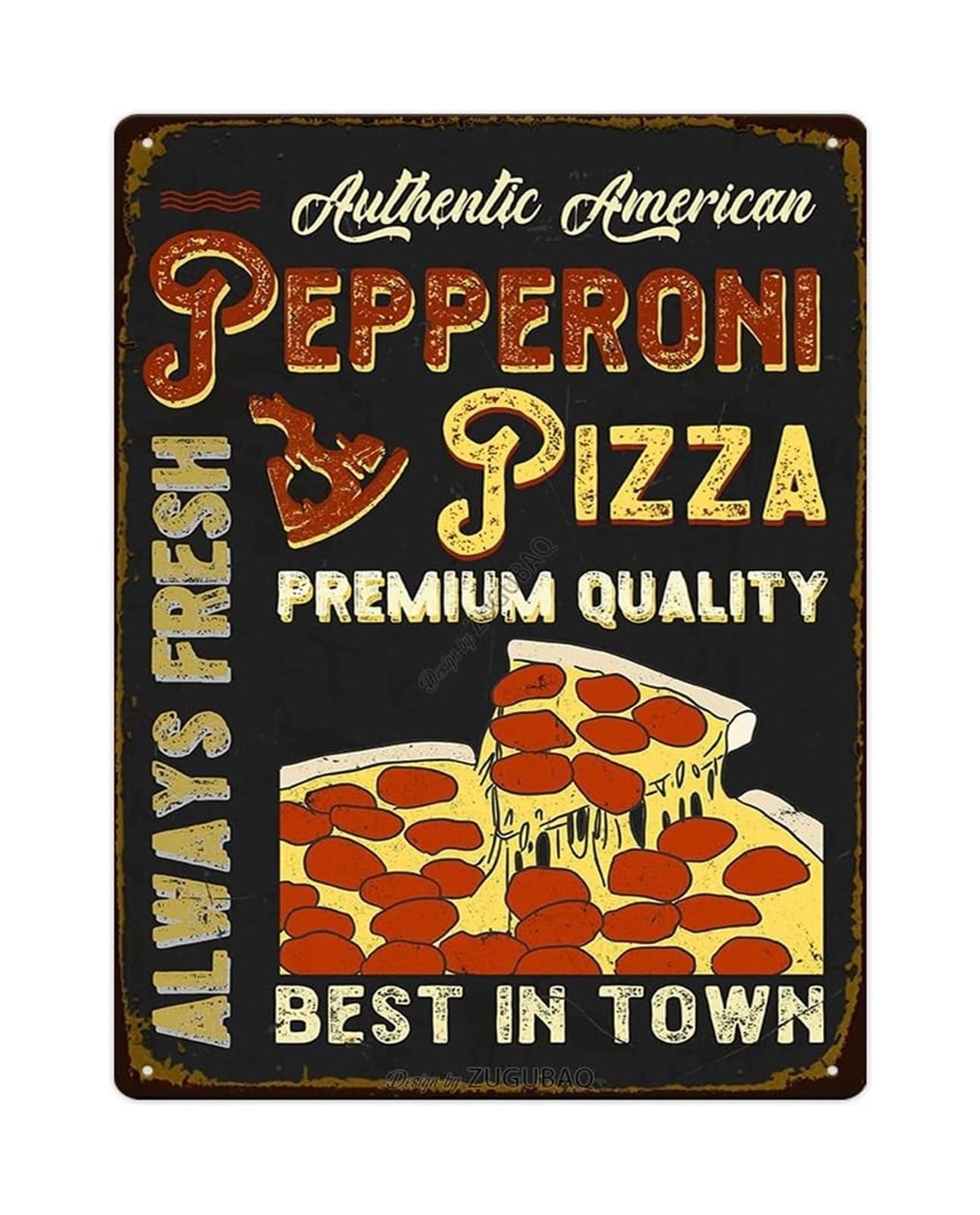 CBQZCHWDKT Retro Pizza Bar Sign Vintage Metal Tin Sign for Wall Decor Pub Basement Sports Den Man Cave 8 X 12 inch