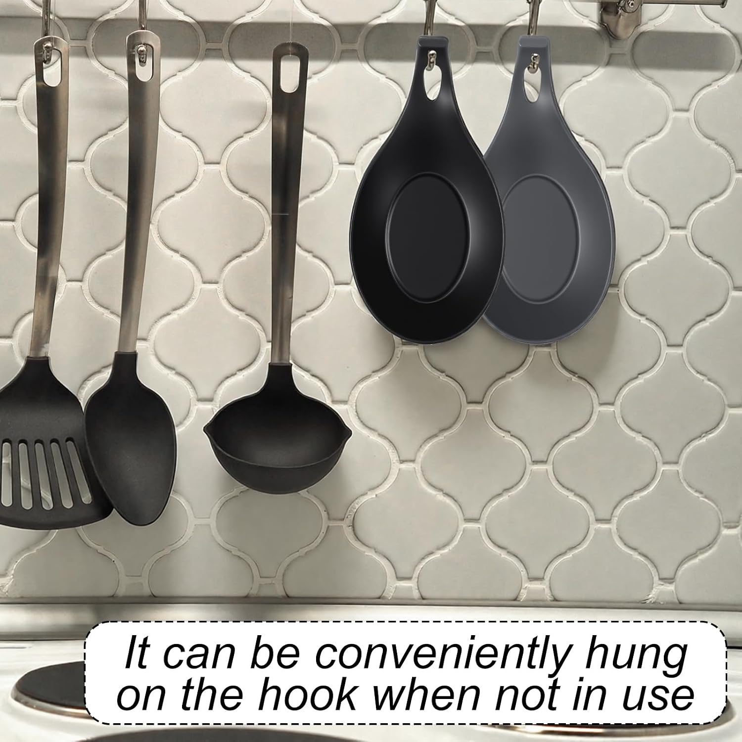 4pcs Silicone Spoon Rests, Silicone Spoon Rest for Stove Top, Heat-Resistant, Easy to Clean, Durable Spoons Holder for Stove For Kitchen Glass Stoves & Induction Cookers