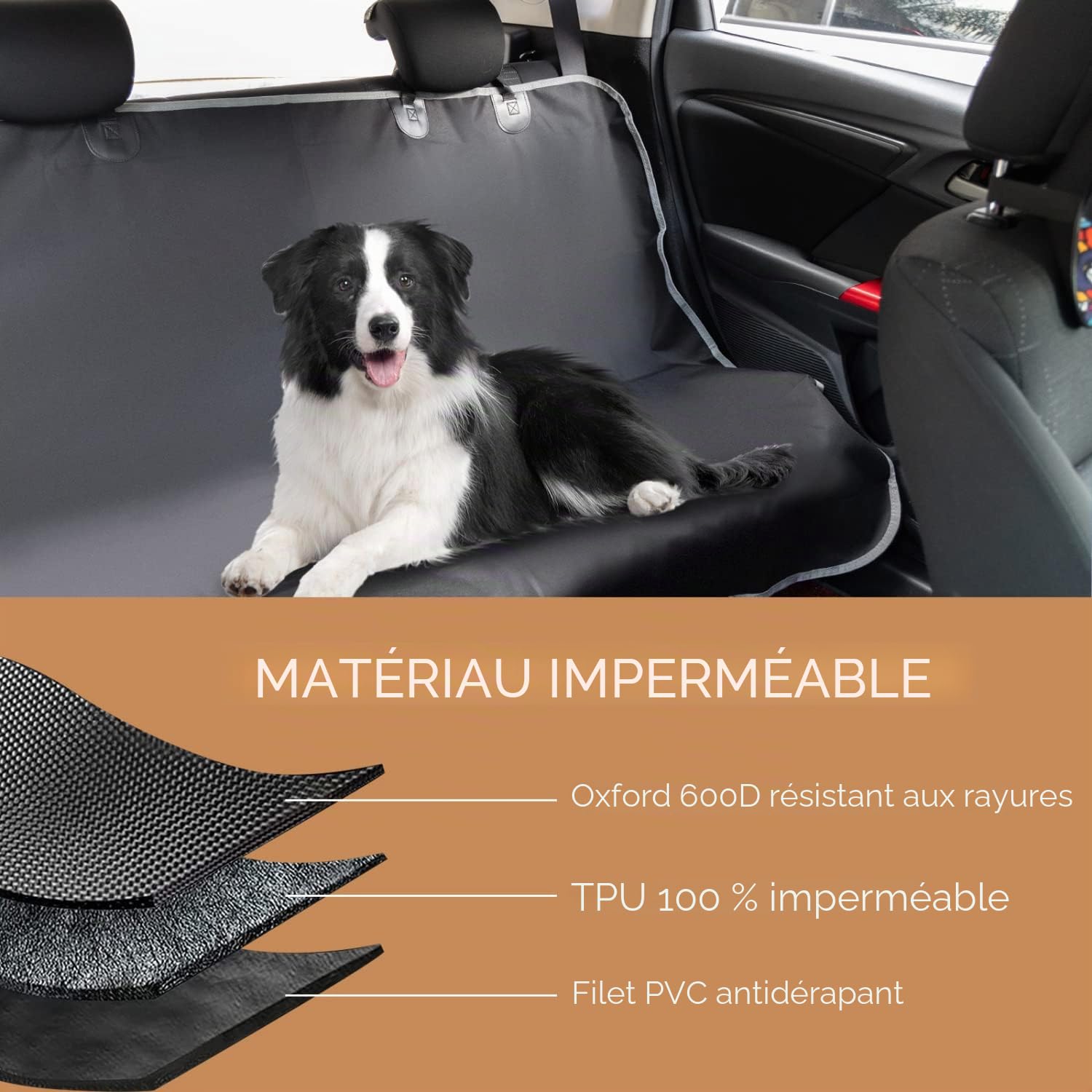 Nobleza Housses de sièges pour Chiens pour véhicules, Housses de siège de Voiture arrière de siège de Voiture en Tissu Oxford imperméable résistant aux Rayures et antidérapantes, Accessoires de