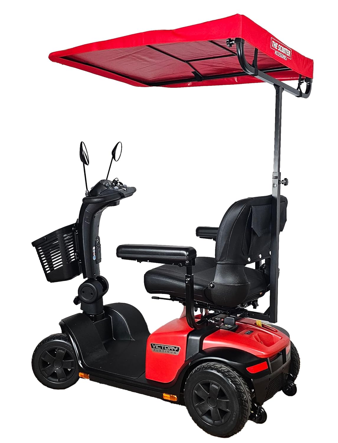 Sunshade Canopy for Mobility Scooters. Easy Removable Rain. Unique Color Choices (Red)