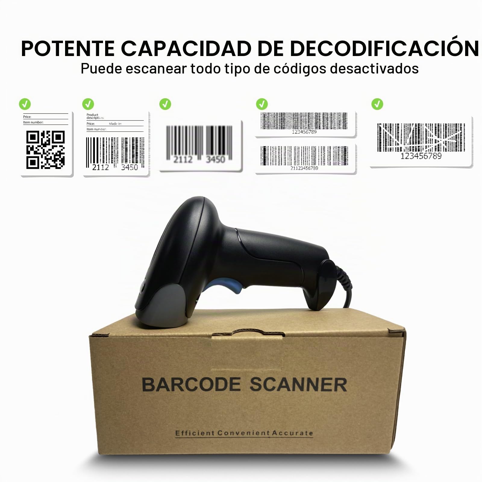 YANZEO S100 Escáner de código de Barras 2D con Cable, Handheld-USB Barcode Lector de códigos de Barras, escáner automático UPC PDF417 Data Matrix Lector de códigos de Barras para Tienda, supermercado