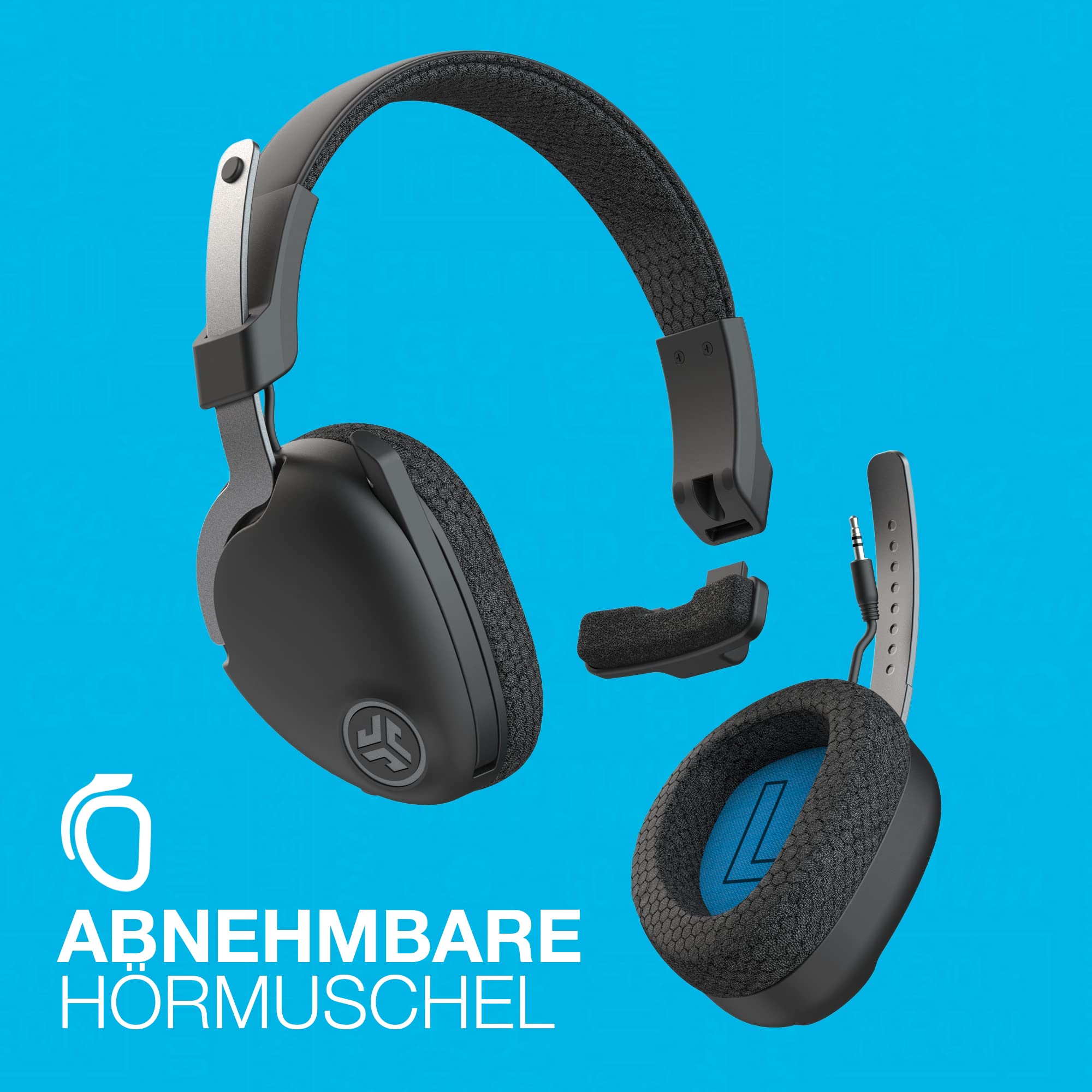 JLab JBuds Work Wireless Headset mit Mikrofon - 60+ Std. Over-Ear | Bluetooth Computer Headset, Multipoint, kabellos oder mit Kabel, für Laptop, PC, Teams