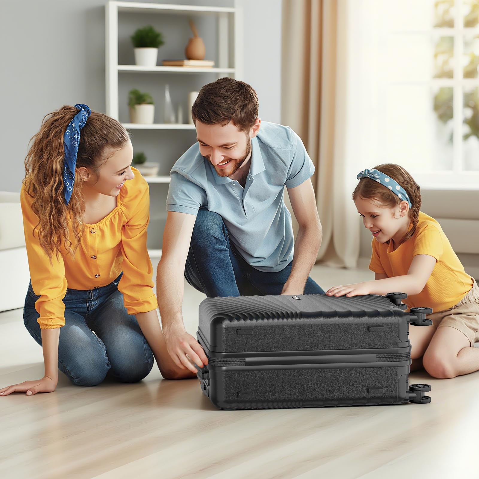 Joyway Juego 6 Maletas ABS, TSA, Ruedas 360° Bloqueables, Neceser y Bolsa