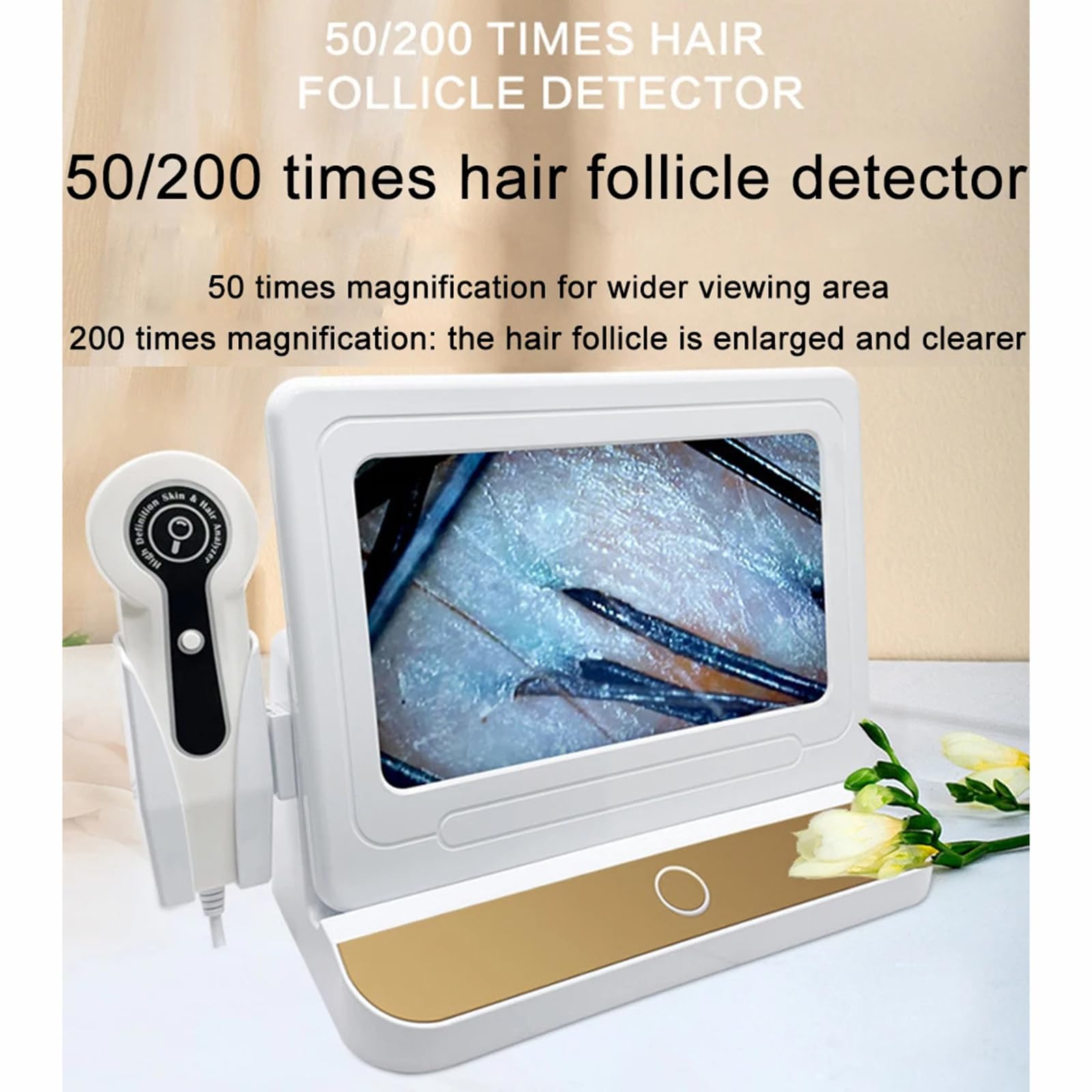 Detector de cuero cabelludo LCD de 10 pulgadas, analizador Digital de piel y cabello, microscopio para pruebas de folículos pilosos y análisis de piel, lupa 50/200X