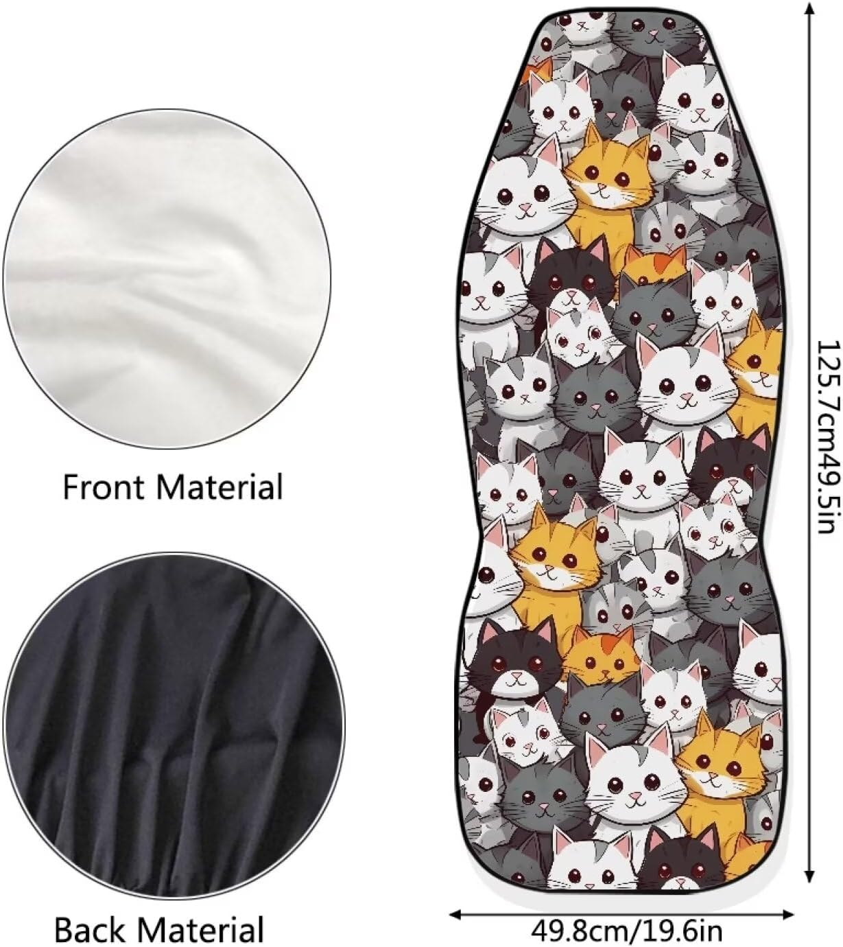 Talayituse Cute Cat Print Car Seat Covers Front Set Car Seats with Elastic Band, Universal Fit, Automotive Seat Covers, Washable Car Seat Cover for SUV, Sedan, Van