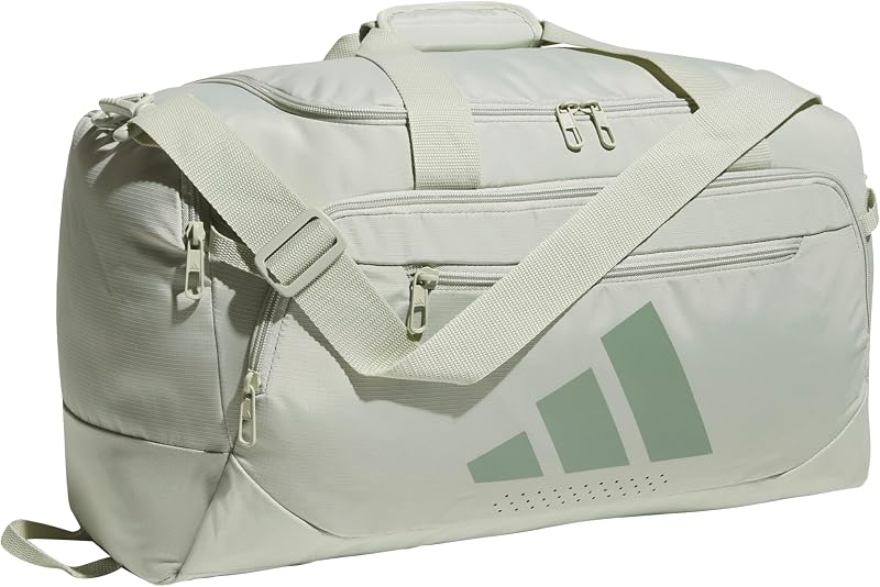 Bolsa de lona adidas Defender 5 para deportes, gimnasio y viajes, verde halo/verde plateado, OSFA