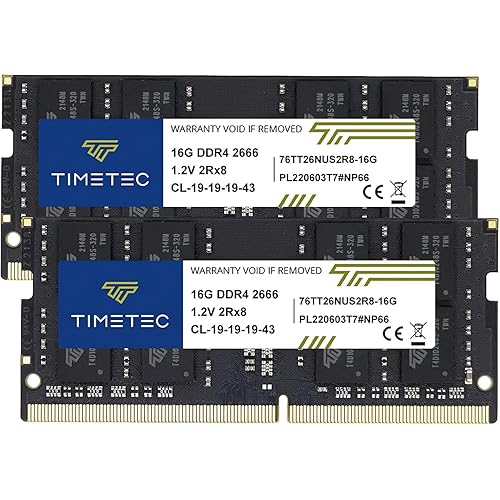 Timetec Elite DDR4 32GB Kit (2 x 16GB) 2666MHz (DDR4-2666) PC4-21300 CL19 Non-ECC Unbuffered 1.2V 2Rx8 Dual Rank 260 Pin SODIMM Laptop Notebook PC Computer Memory RAM Upgrade