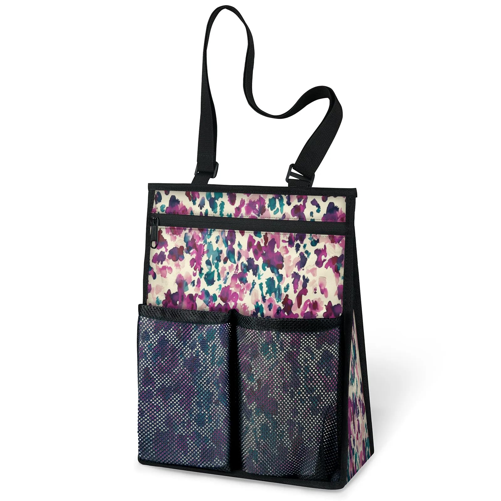 Ourtheme Leopard Pattern Portable Shower Bag for Travel Gym Camp Beach Tote Shower Caddy Bags Hanging Toiletry Organizer