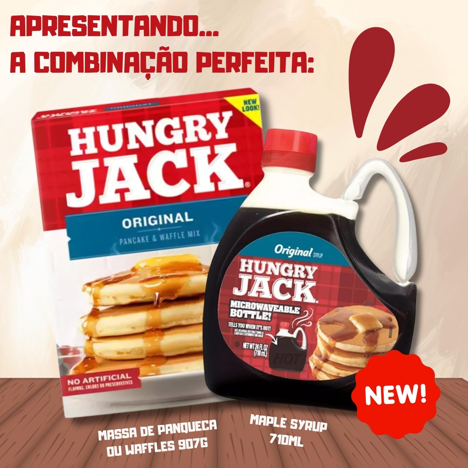 Combo Hungry Jack Original Importado Massa Panquecas Waffle Mix