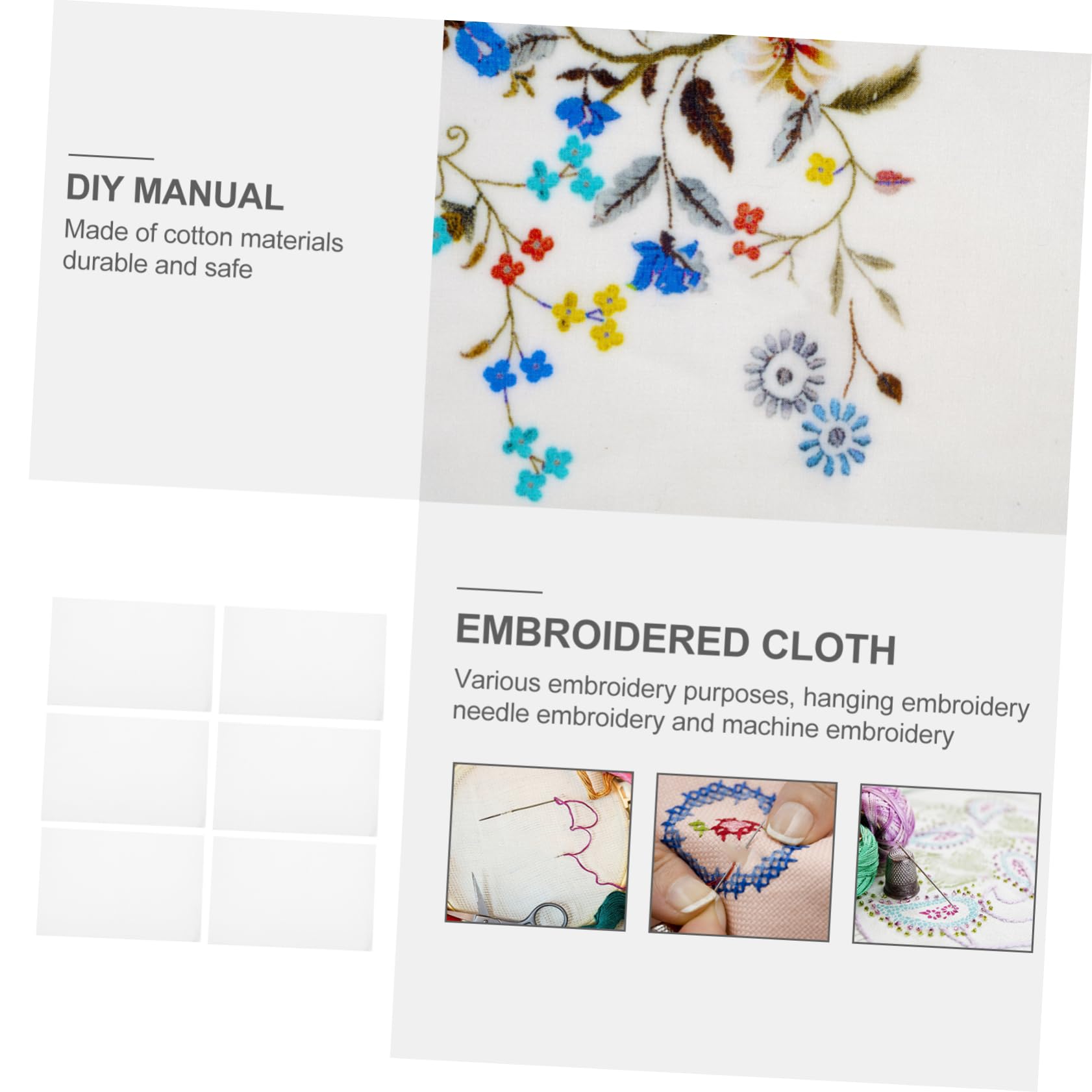 Uonlytech 6 Pieces Handmade Embroidery Cloths Full Cotton Cross Stitch Fabric Easy to Work Great for Present