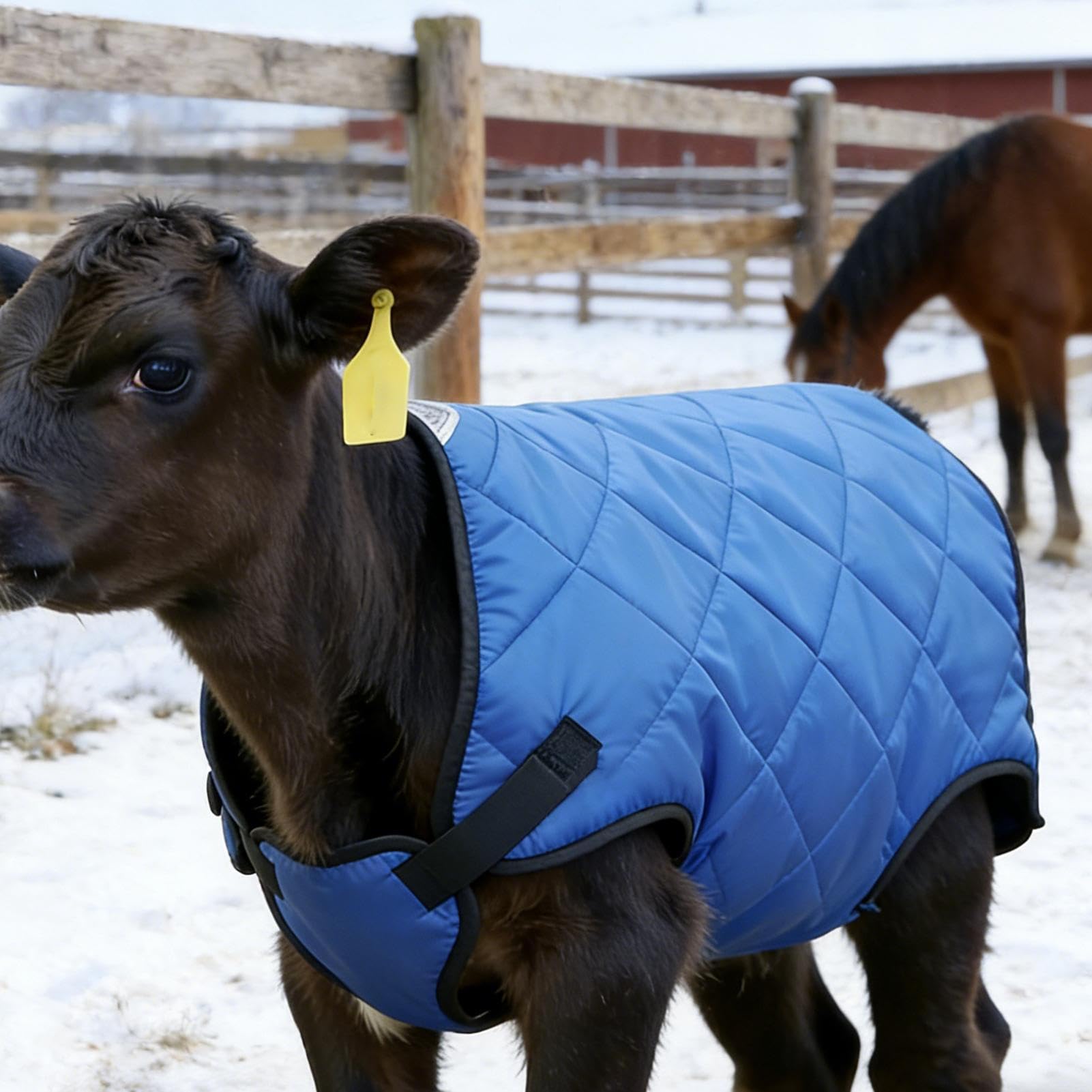 Genérico Manta para Terneros | Abrigada con Forro Polar | de Invierno Acolchada para Terneros - para Potros, Ovejas, Vacas, Ganado, Animales Pequeños, Clima Frío, Establos Interiores y Exteriores