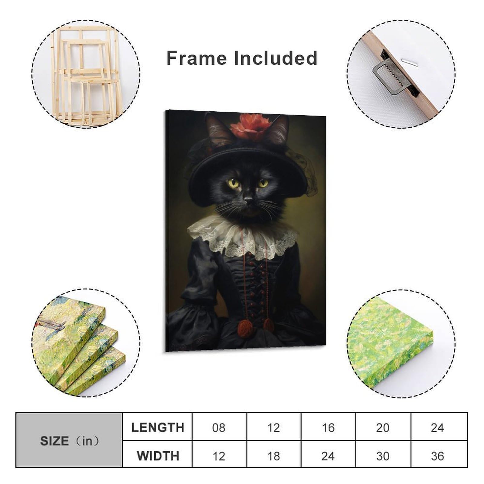 Amazon.com: Black Cat in Black Victorian Dress, Vintage Fine Art
