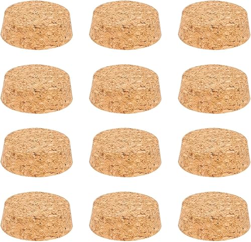 BENECREAT 12 tapones de corcho cónicos de madera, corchos de repuesto de madera suave natural de 1.89 a 2 pulgadas para vinos, botellas viejas,