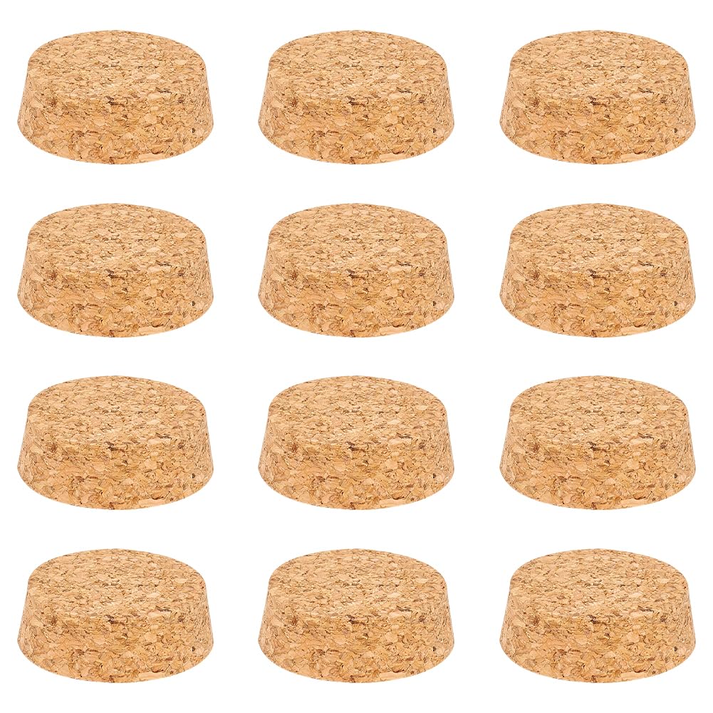 BENECREAT - Tapones de corcho cónicos de madera, 12 tapones de repuesto de madera blanda natural de 52 mm para vino, botellas antiguas, tarros, artes y manualidades