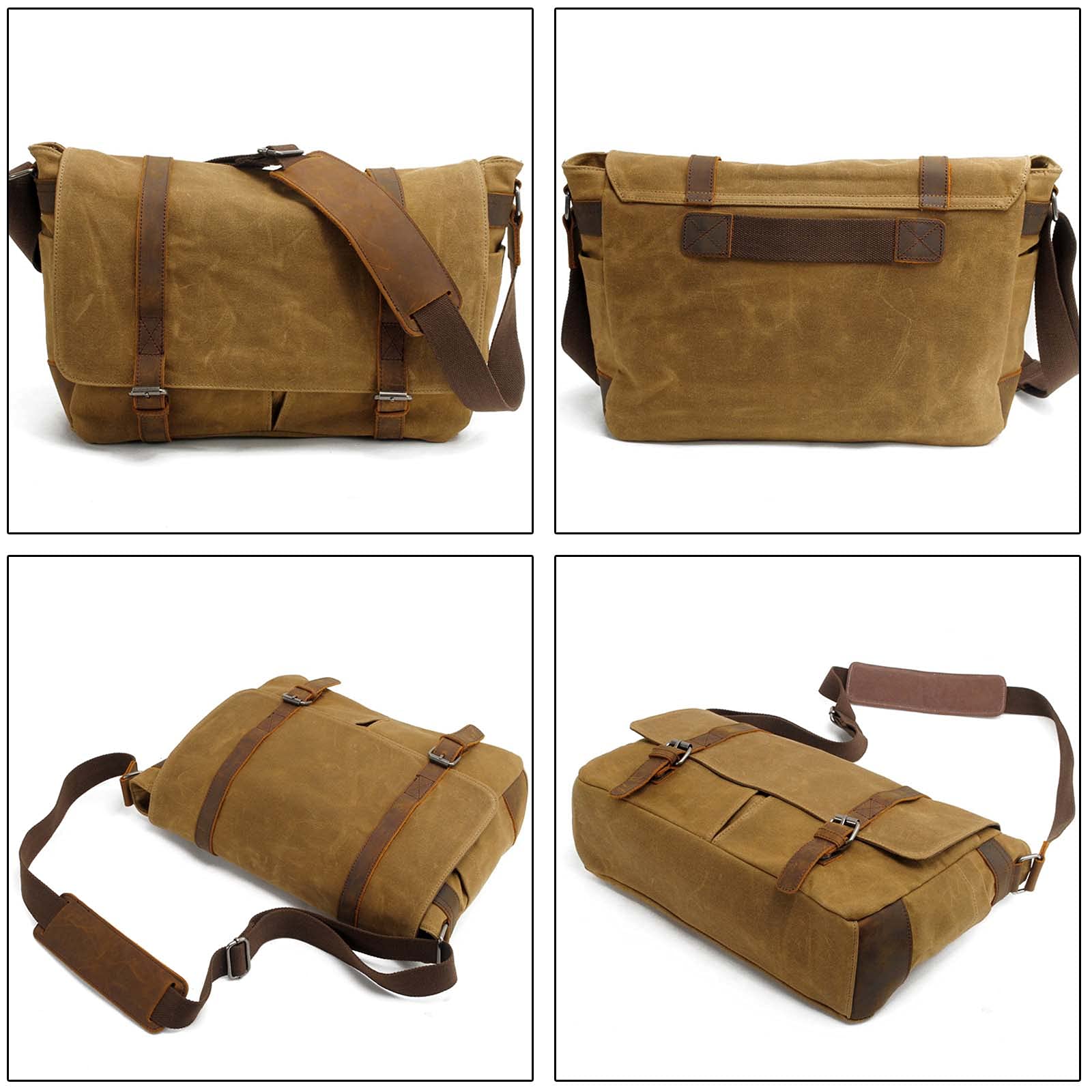 Neuleben Wasserdicht Kameratasche für DSLR Umhängetasche Vintage Groß Fototasche Canvas Leder Camera Bag Aktentasche