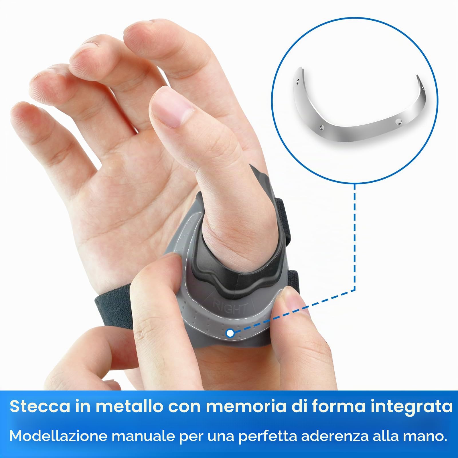 Velpeau CMC Tutore per pollice per artrosi, sollievo dal dolore articolare CMC, morbido e confortevole, stabilizza l'articolazione CMC senza limitare la funzione della mano (grigio-mano sinistra, S)