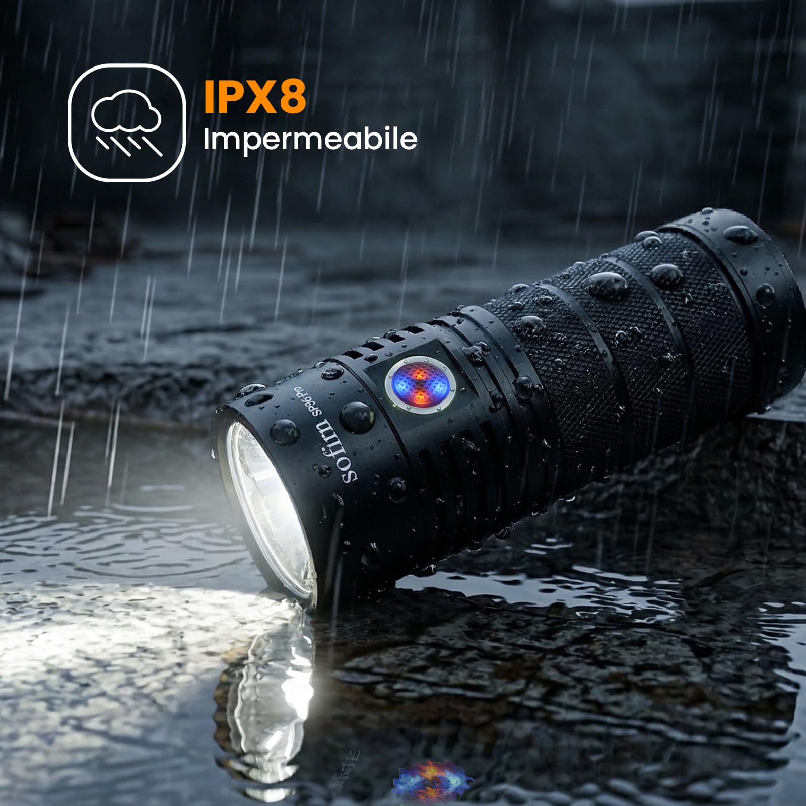 Torcia Led Potente Professionale Sofirn 8000LM, Anduril2 Con Modalità Ricche, Torcia Led Ricaricabile Con USB-C, Impermeabile IPX8, 4 LED, Adatta Per Campeggio, Pesca Ed Emergenze