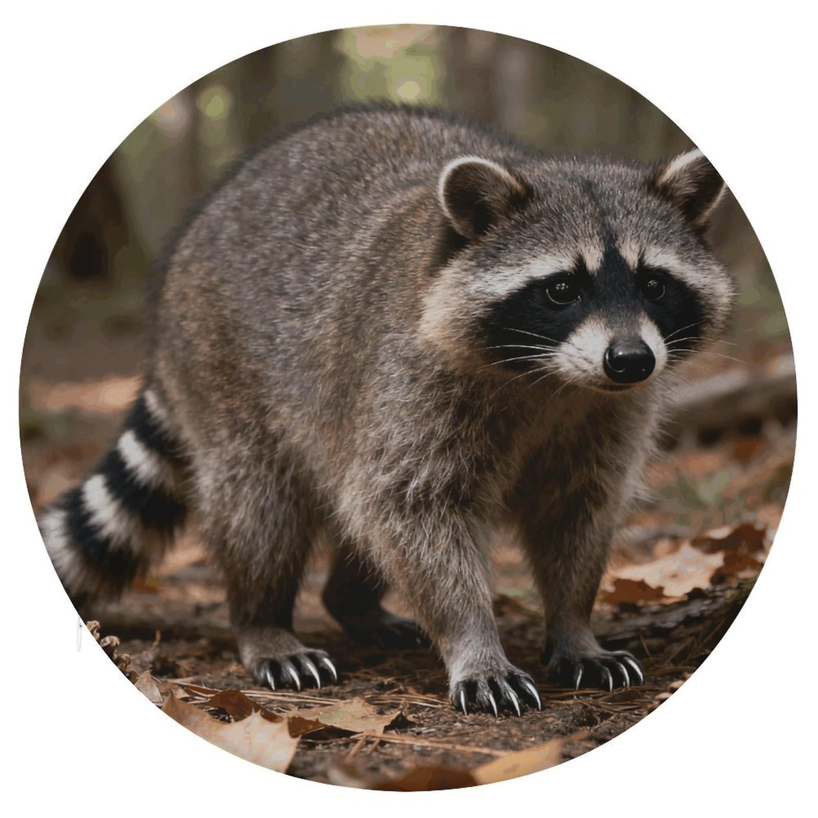 LZQPOEAS Raccoon Round Chair Cushion 15 Inch, Detachable Memory Foam Seat Cushion,Circle Stool Cushion, Soft Round Chair Pad with Removable Cover