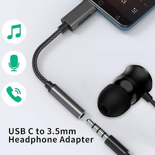 COOYA Conector de audio USB C a 0.138 in para Samsung S20 FE S21 S22 5G OnePlus 8T Adaptador de auriculares USB C a Aux Dongle Conector de
