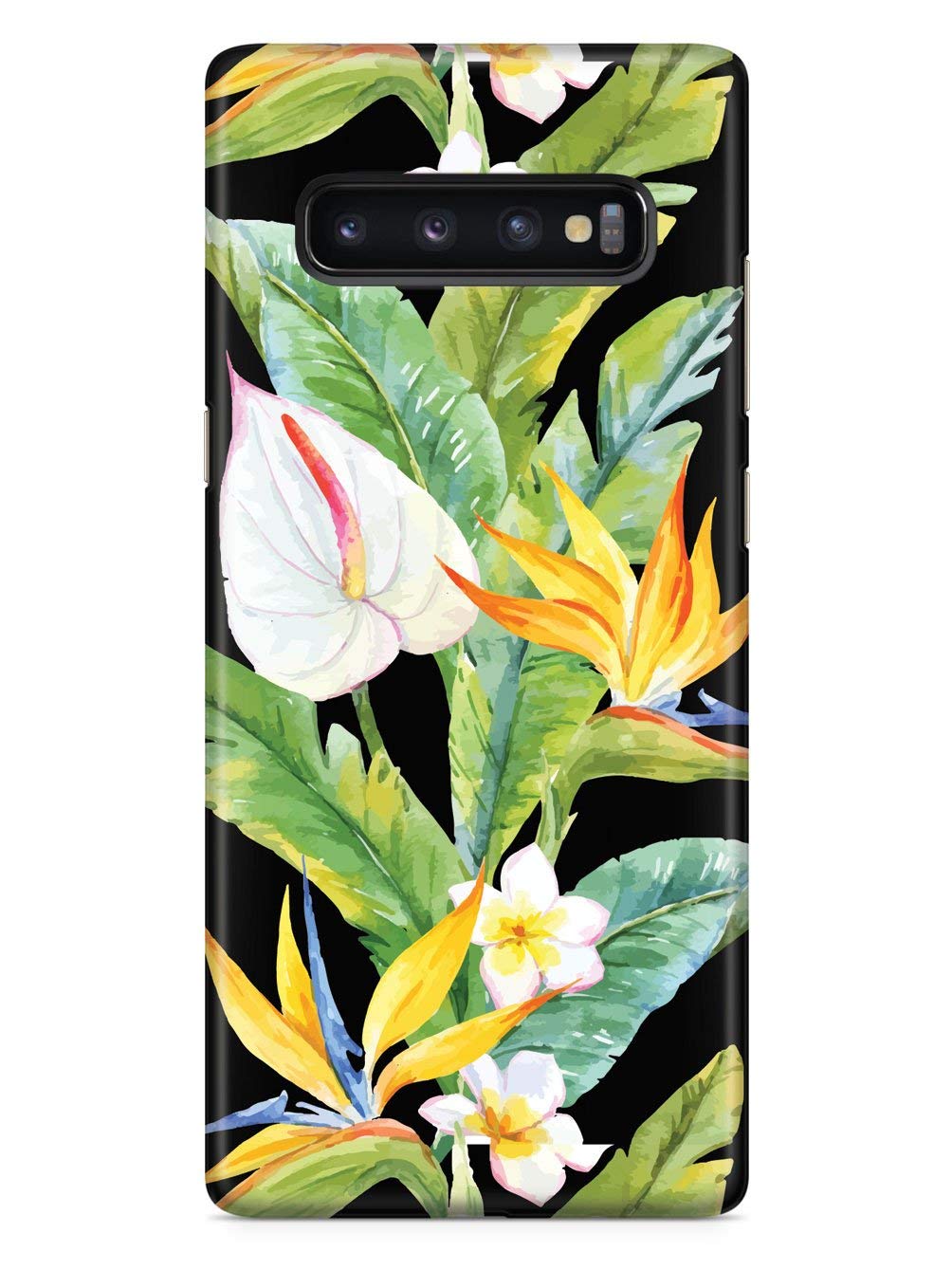 Inspired Cases - Compatible with Galaxy S10 Case - 3D Textured Protective Phone Case for Samsung Galaxy S10 - Tropical Watercolor - Black