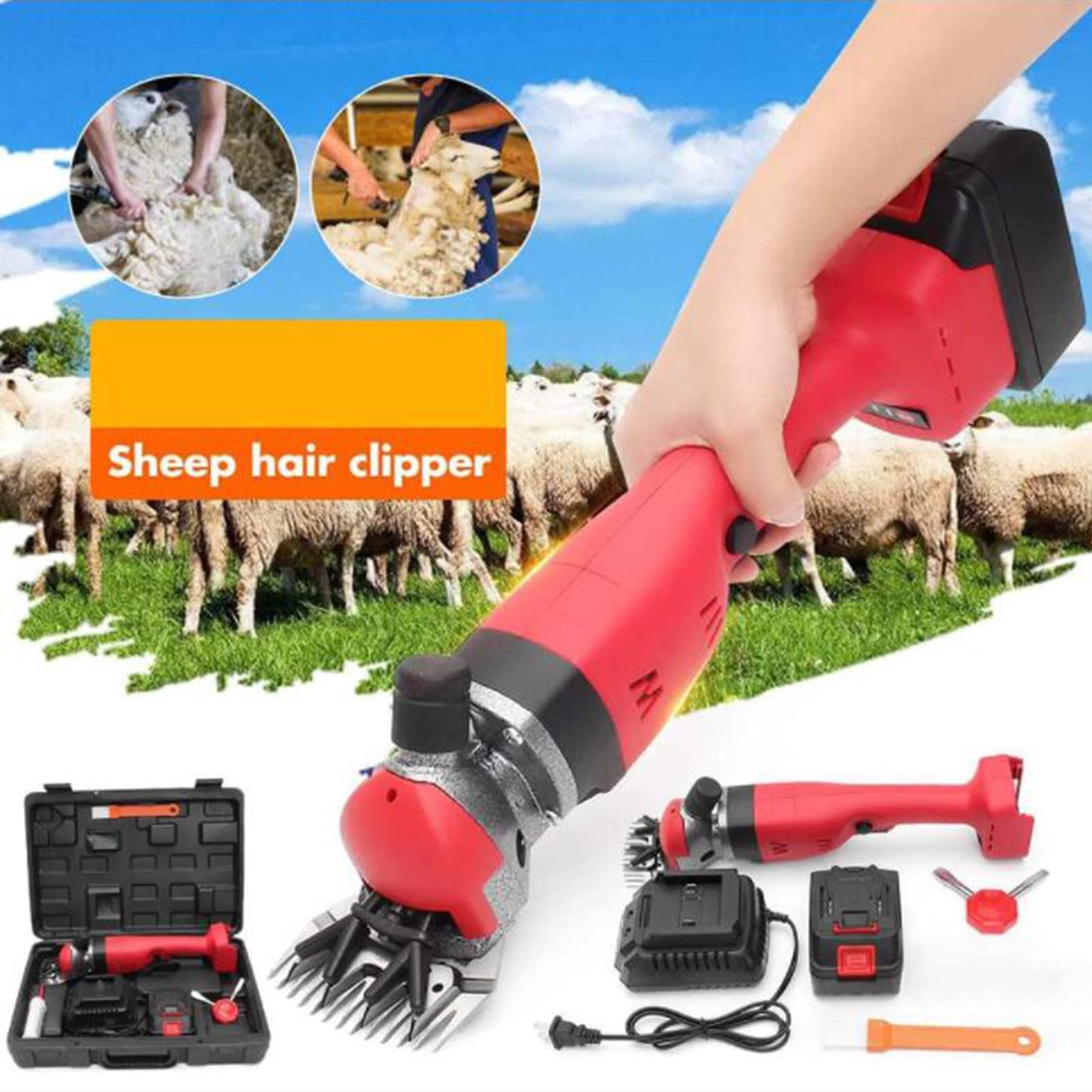 Cesoie per Pecore aggiornate, cesoie elettriche Professionali, Batteria al Litio Ricaricabile per Forbici per Pecore Senza Fili da 21 V, per la rasatura della Lana nel Bestiame
