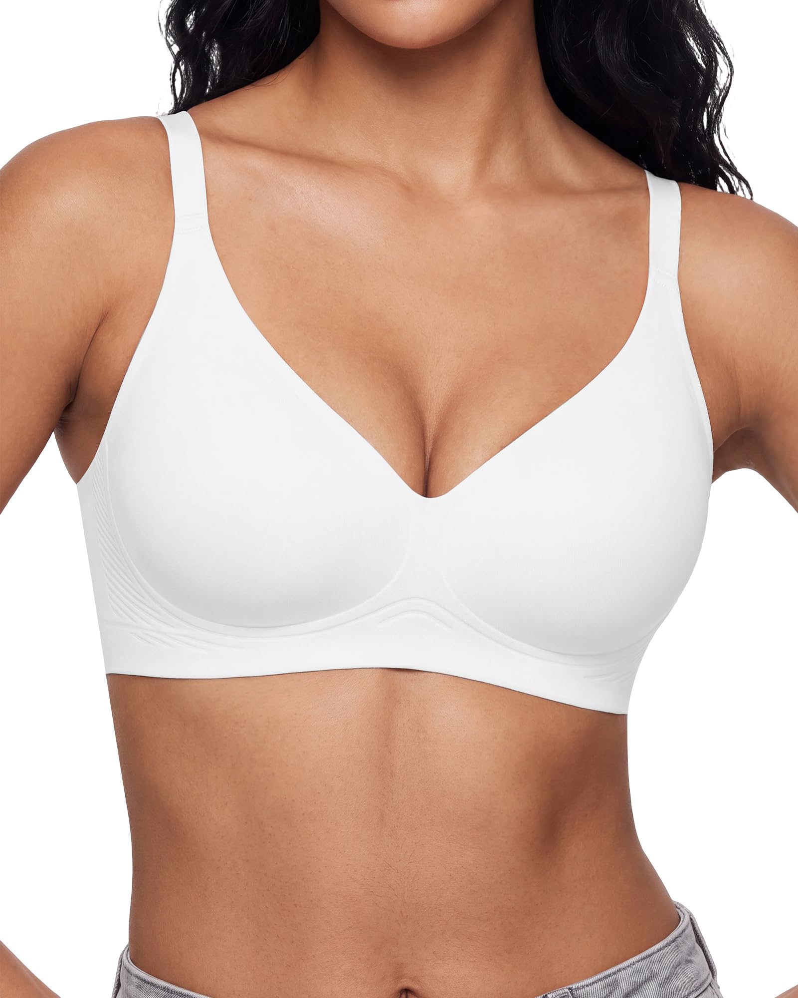 As Fairy BH Damen ohne Bügel V-Ausschnitt Nahtlos Bequemer BH | Weicher Halt Soft Jelly Bra für kleine Brüste, Verstellbare Träger, Gepolstert & Verlängerung, für T-Shirt, Kleider & Alltag