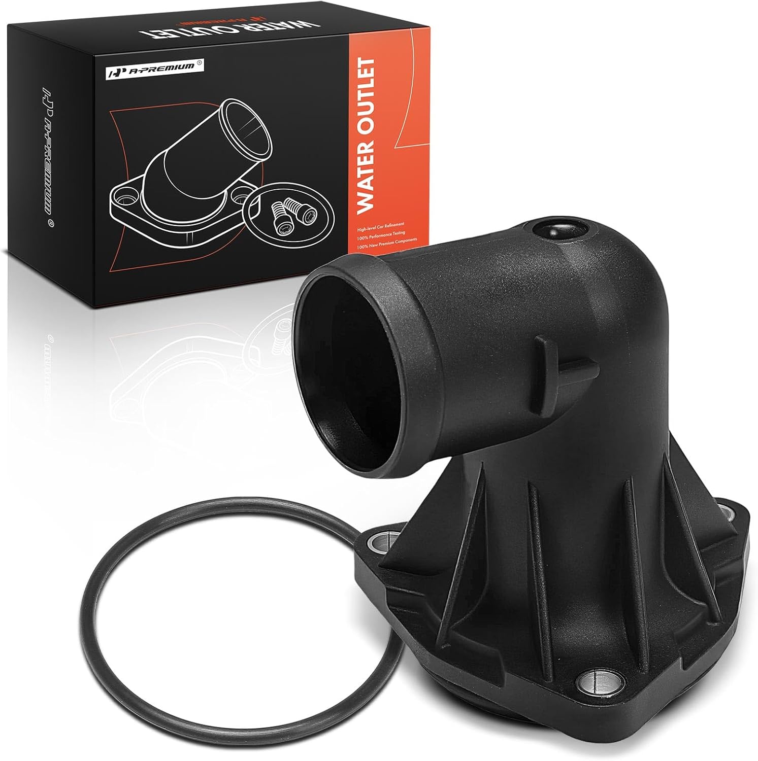 A-Premium Thermostat Housing Water Outlet Compatible with Volkswagen & Audi - Passat 2007-2008, CC 2009-2011, Touareg 2007-2011, Q7 2007-2010