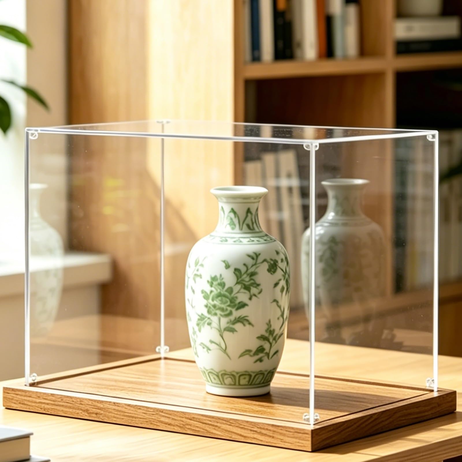 Vitrina metacrilato Caja De Vitrina De Acrílico Transparente 30X30X30 40X40X40 50X50X50 60X60X60cm, Contenedores De Cubos Cuadrados Transparentes Coleccionables(Brown,50x40x50cm/20x16x20)