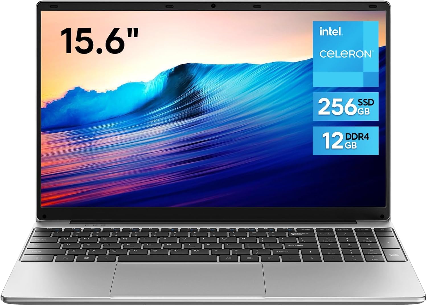 jumper Laptop, 2.9GHz 4-Core N5095 Processor, 12GB DDR4 RAM 256GB SSD, 15.6 inch 1080p FHD IPS Screen, 2 Stereo Speakers, Numeric Keypad, USB3.0, Type-C.