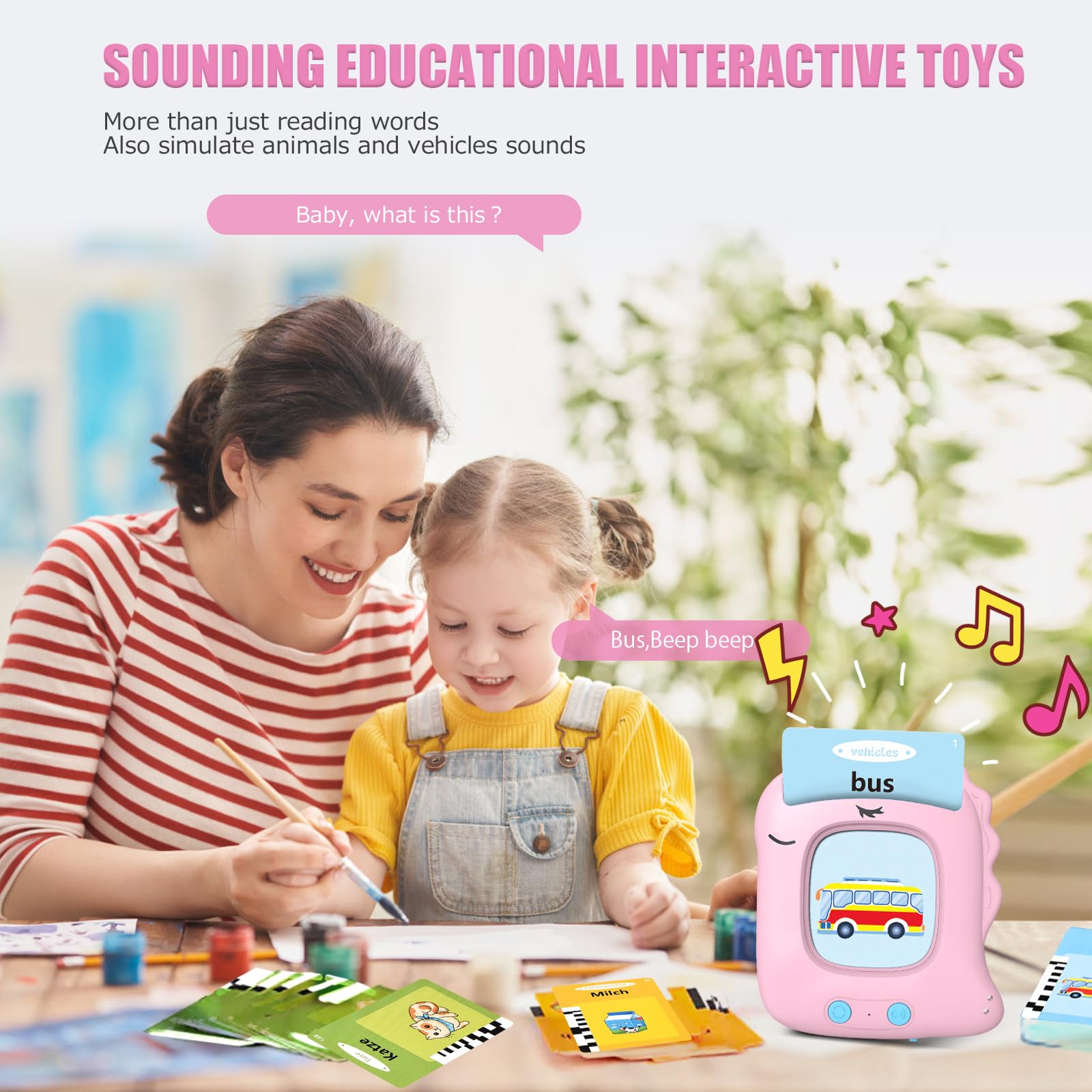 Talking Flash Cards Preschool Learning Resources Toddler Sensory Toys for Autism Educational Montessori Toys with 224 Words for 2 3 4 5 6 Year Old Baby Girls Interactive Gifts For Kids Age 2-6 - Image 4